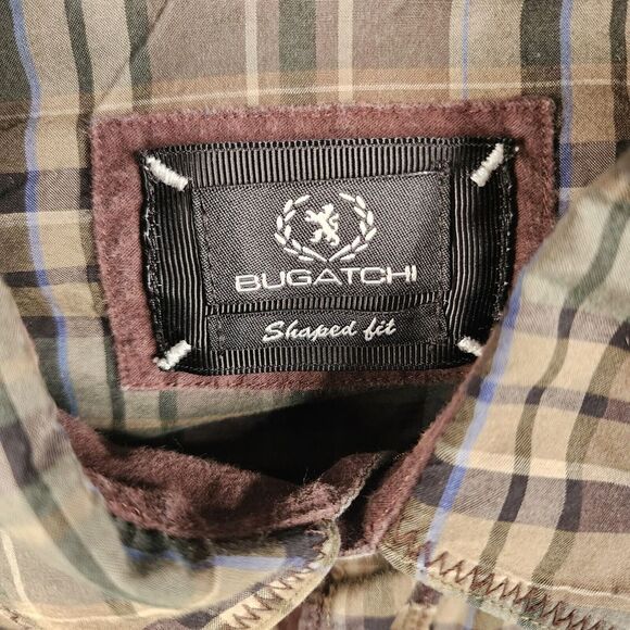 Bugatchi Men's Button Down Shirt Plaid Long‎ Sleeve Medium Green Western - Picture 3 of 11